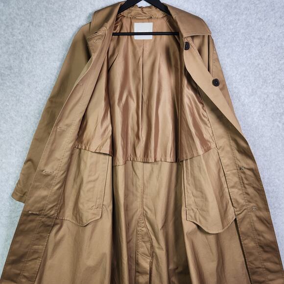 Everlane Long Mac Trench Coat Womens L Cotton Brown Minimalist Capsule Oversized - Picture 8 of 16